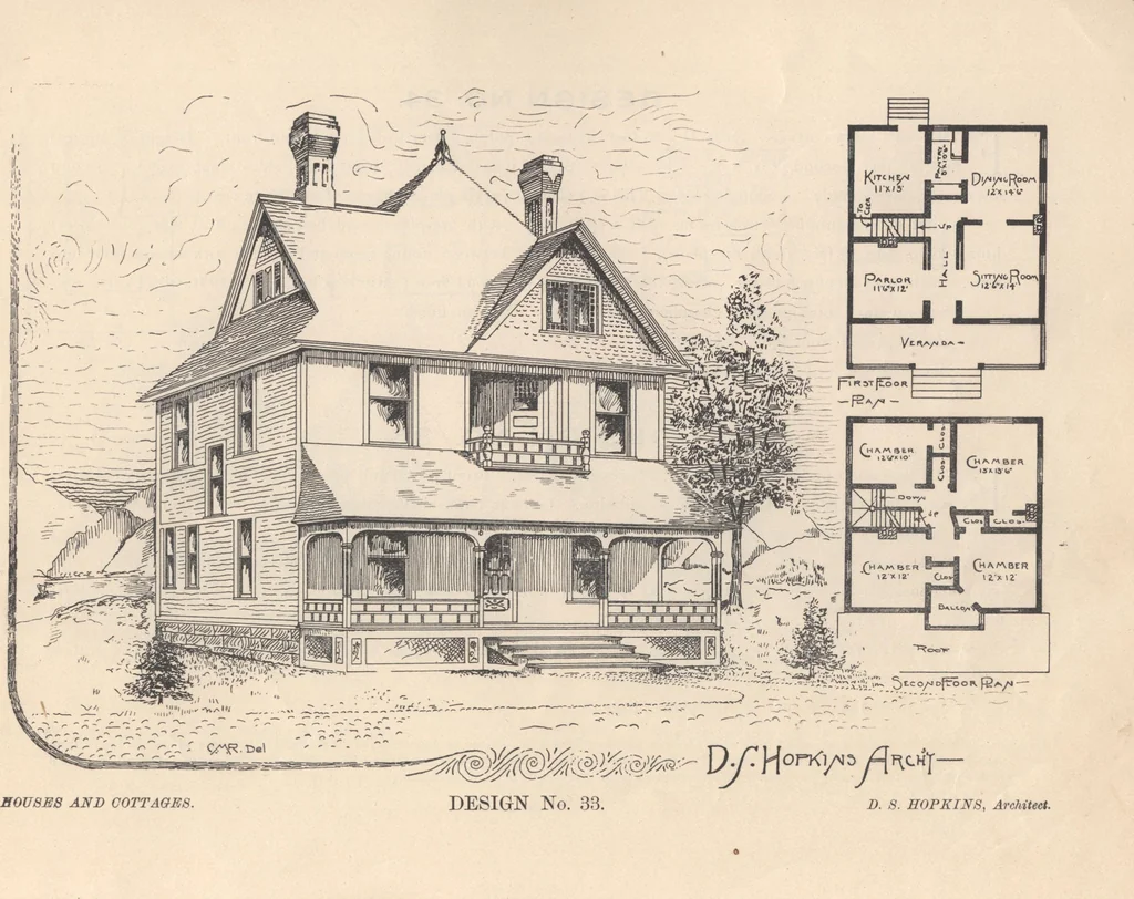 An illustration from Houses and cottages, book no. 4, 1891, leaf 54