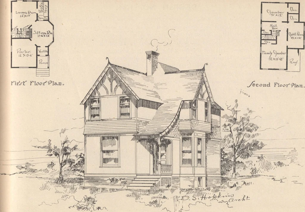 An illustration from Houses and cottages, book no. 6, 1893, leaf 57