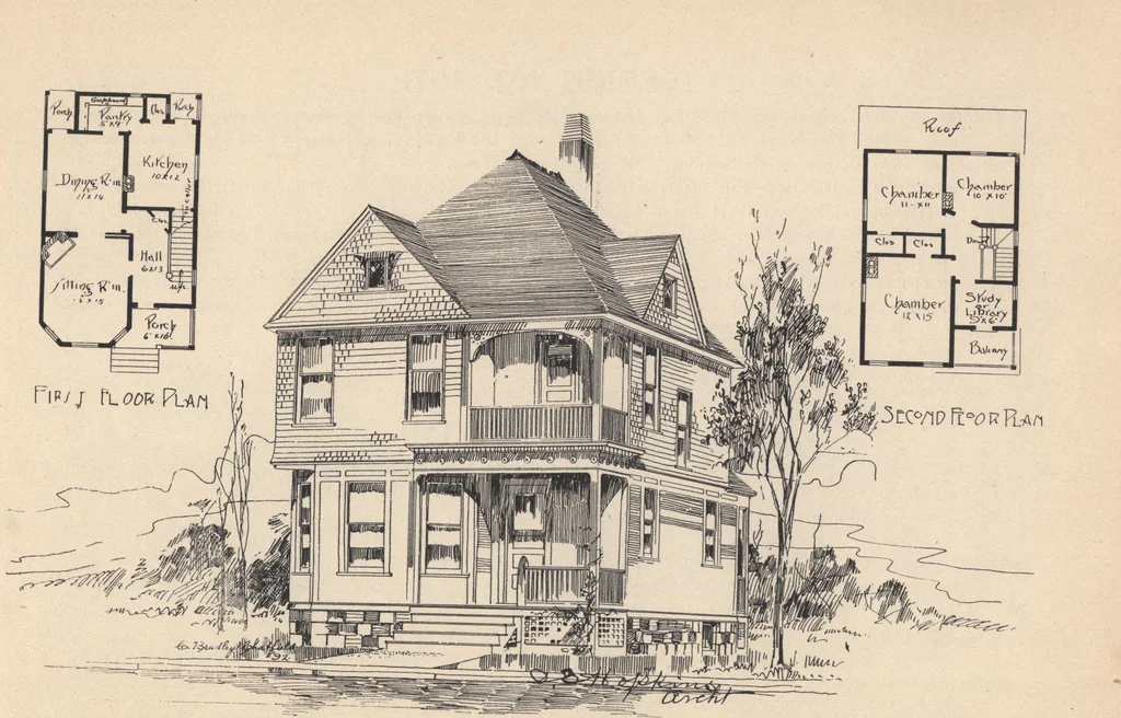 An illustration from Houses and cottages, book no. 6, 1893, leaf 65