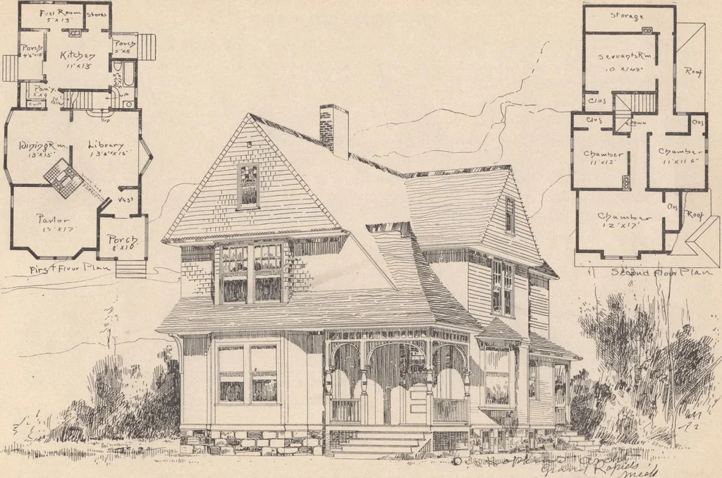 An illustration from Houses and cottages, book no. 7, 1893, leaf 118