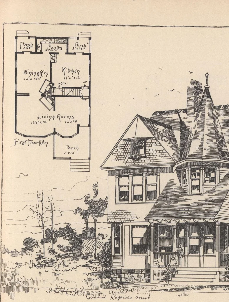 An illustration from Houses and cottages, book no. 7, 1893, leaf 22