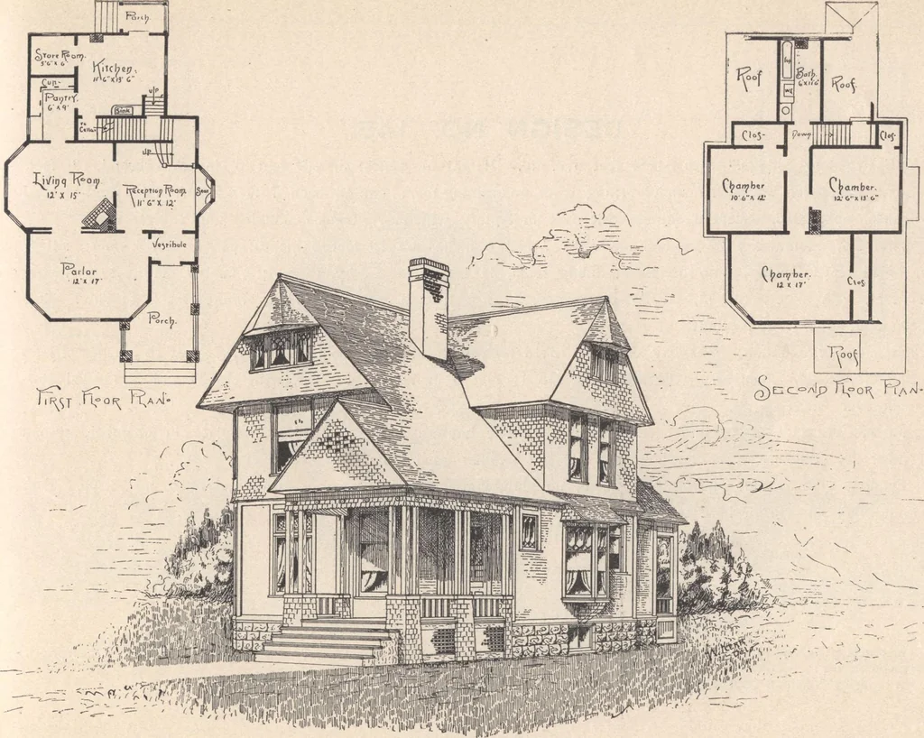 An illustration from Houses and cottages, book no. 7, 1893, leaf 48