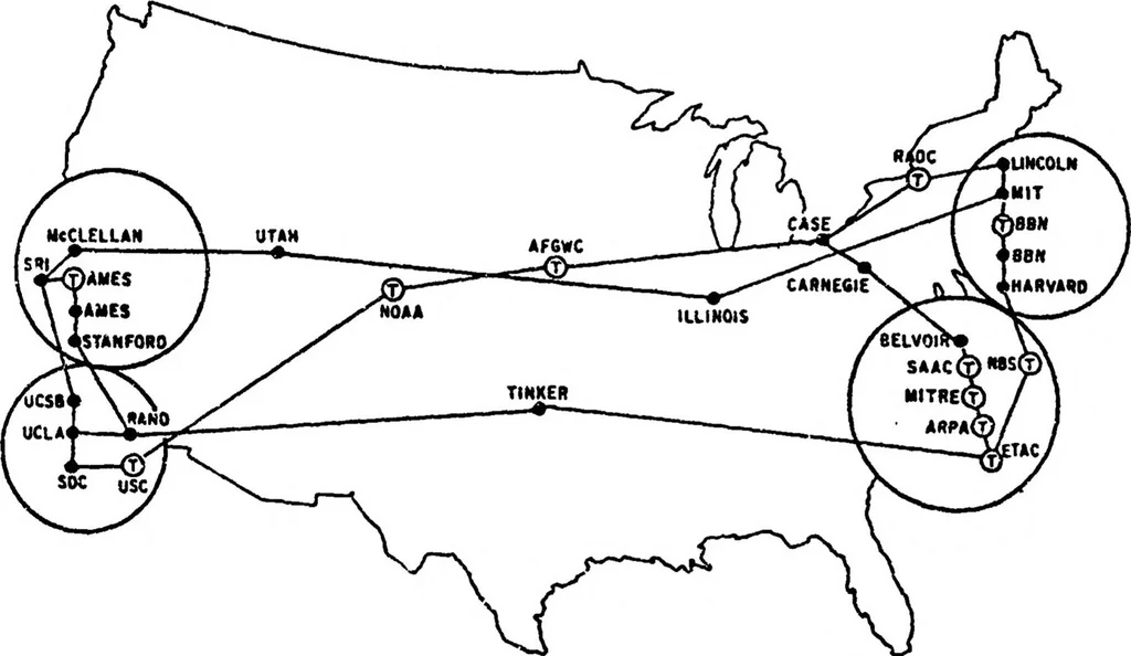 An illustration from A History of the ARPANET: The First Decade, 1981, leaf 124