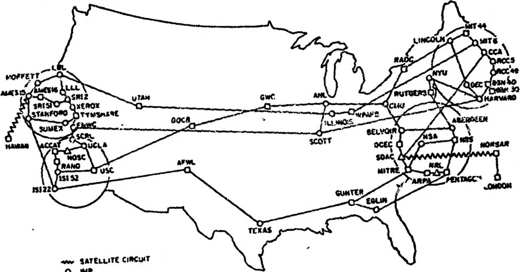 An illustration from A History of the ARPANET: The First Decade, 1981, leaf 129