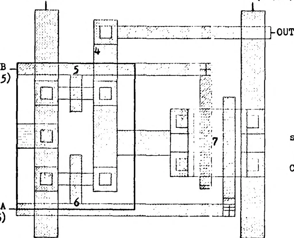 An illustration from Analysis of the Capability to Effectively Design Complementary Metal Oxide Semiconductor Integrated Circuits, 1984, leaf 117