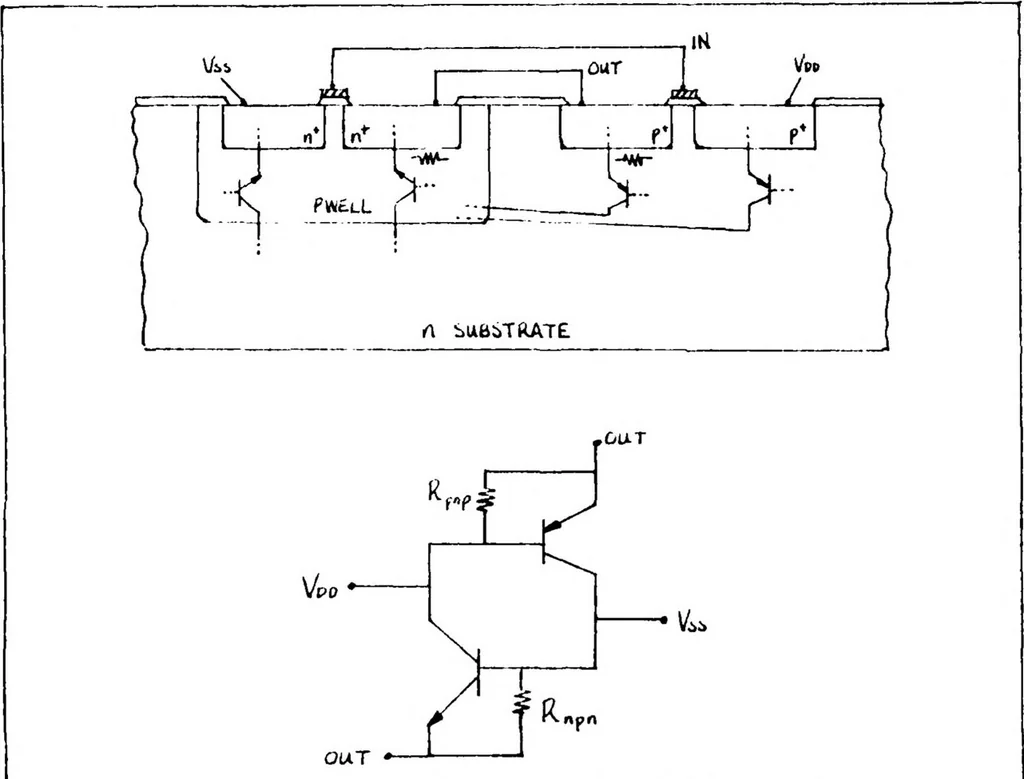An illustration from Analysis of the Capability to Effectively Design Complementary Metal Oxide Semiconductor Integrated Circuits, 1984, leaf 27