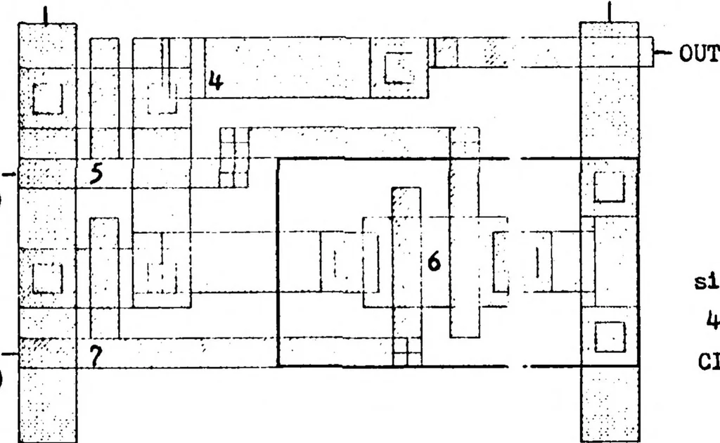 An illustration from Analysis of the Capability to Effectively Design Complementary Metal Oxide Semiconductor Integrated Circuits, 1984, leaf 85