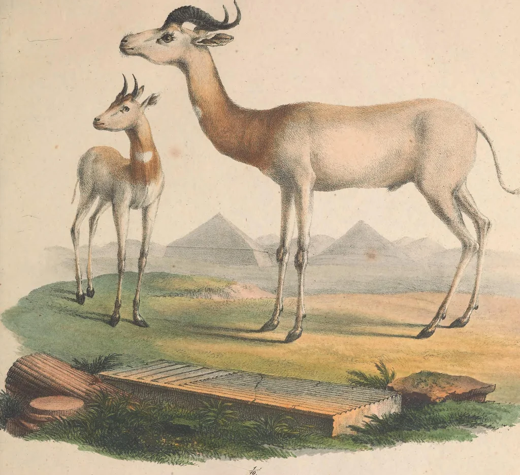An illustration from Darstellung neuer oder wenig bekannter Säugethiere in Abbildungen und Beschreibungen : von fünf und sechzig Arten auf funfzig colorirten Steindrucktafeln nach den Originalen des Zoologischen Museums der Universität zu Berlin, 1827, leaf 14