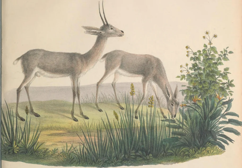 An illustration from Darstellung neuer oder wenig bekannter Säugethiere in Abbildungen und Beschreibungen : von fünf und sechzig Arten auf funfzig colorirten Steindrucktafeln nach den Originalen des Zoologischen Museums der Universität zu Berlin, 1827, leaf 22