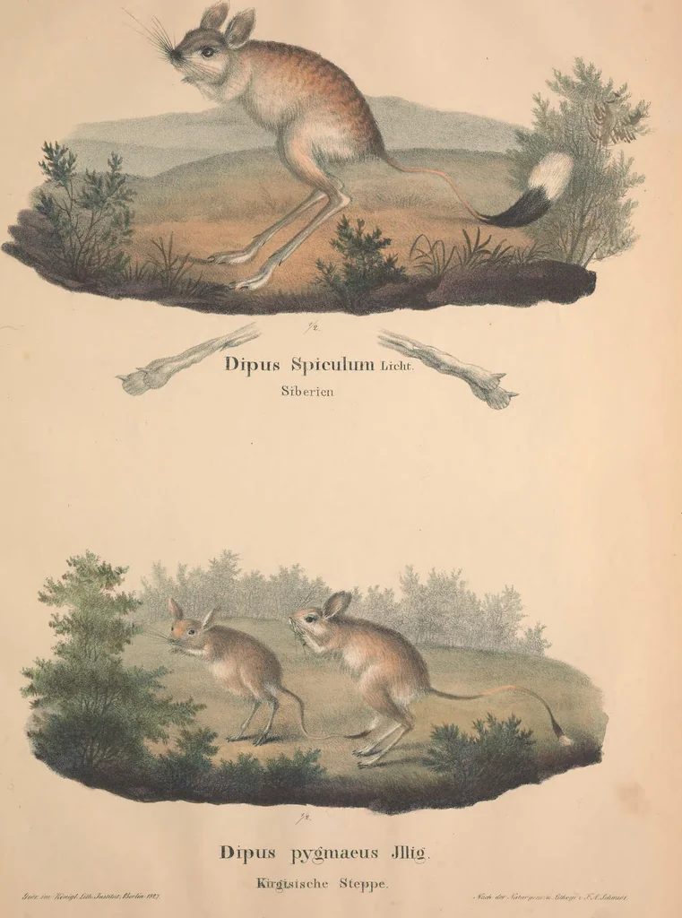 An illustration from Darstellung neuer oder wenig bekannter Säugethiere in Abbildungen und Beschreibungen : von fünf und sechzig Arten auf funfzig colorirten Steindrucktafeln nach den Originalen des Zoologischen Museums der Universität zu Berlin, 1827, leaf 56