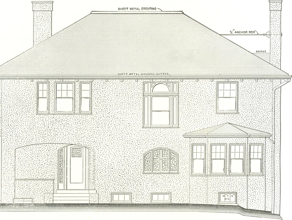 An illustration from Cement houses and private garages with constructive details, 1912, leaf 111