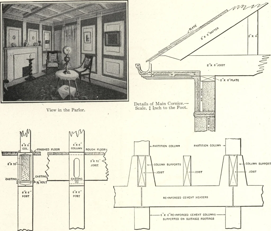 An illustration from Cement houses and private garages with constructive details, 1912, leaf 29