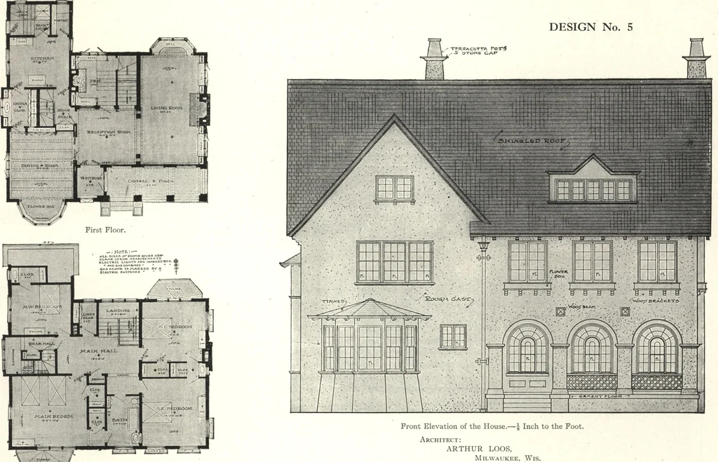 An illustration from Cement houses and private garages with constructive details, 1912, leaf 34