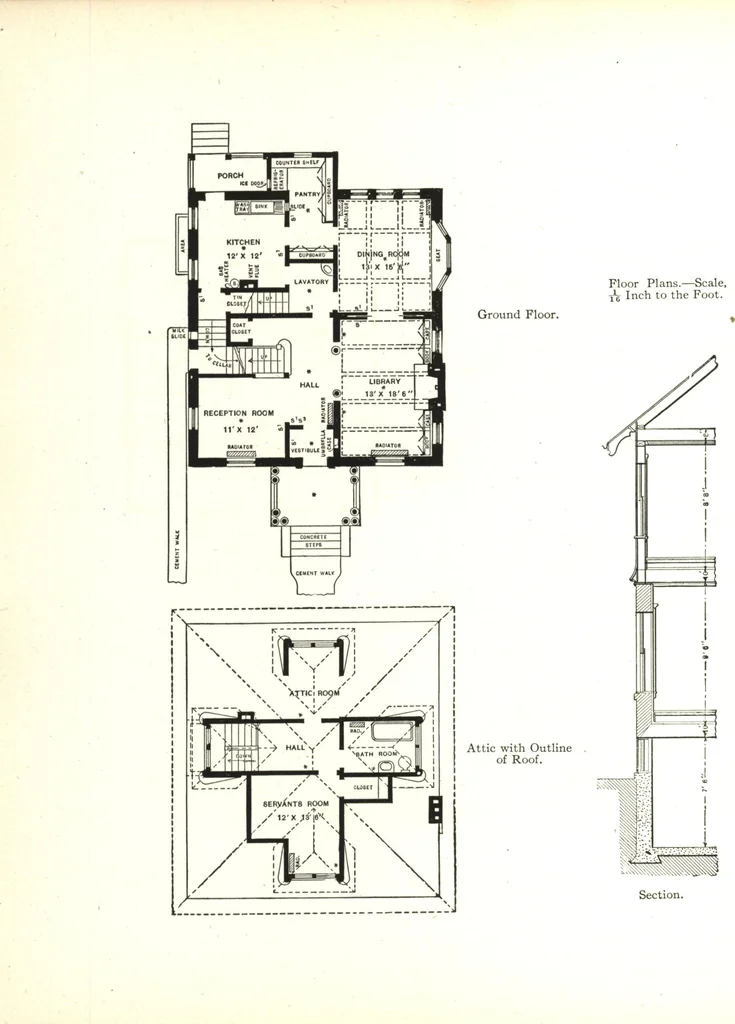 An illustration from Cement houses and private garages with constructive details, 1912, leaf 83