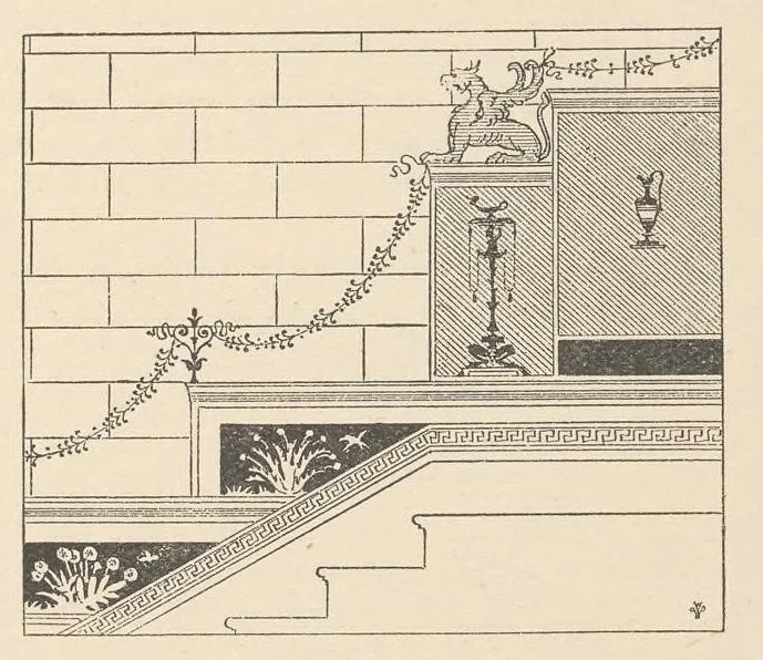 An illustration from Instructions for the adornment and embellishment of dwelling houses: entitled interior decoration, illustrated with numerous designs and examples of appropriate colours in chromo-lithography / by Owen W. Davis., 1886, leaf 18