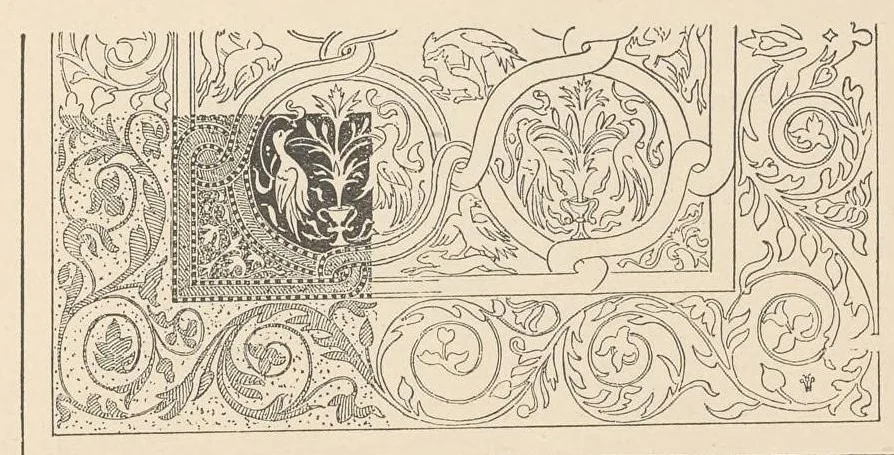 An illustration from Instructions for the adornment and embellishment of dwelling houses: entitled interior decoration, illustrated with numerous designs and examples of appropriate colours in chromo-lithography / by Owen W. Davis., 1886, leaf 26