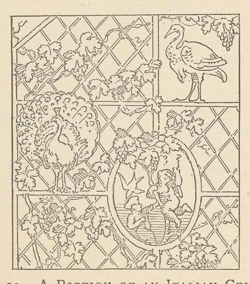An illustration from Instructions for the adornment and embellishment of dwelling houses: entitled interior decoration, illustrated with numerous designs and examples of appropriate colours in chromo-lithography / by Owen W. Davis., 1886, leaf 61