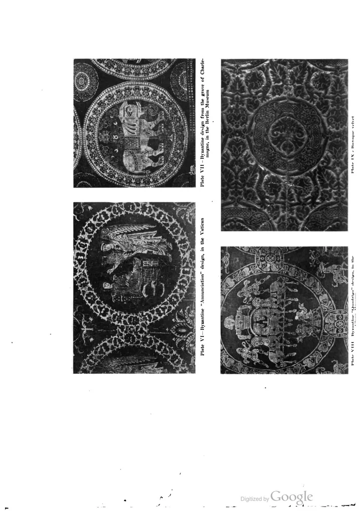 An illustration from Decorative Textiles: An Illustrated Book On Coverings For Furniture, Walls And Floors, Including Damasks, Brocades And Velvets, Tapestries, Laces, Embroideries, Chintzes, Cretones, Drapery And Furniture Trimmings, Wall Papers, Carpets And Rugs, Tooled And Illuminated Leathers, 1918, leaf 54