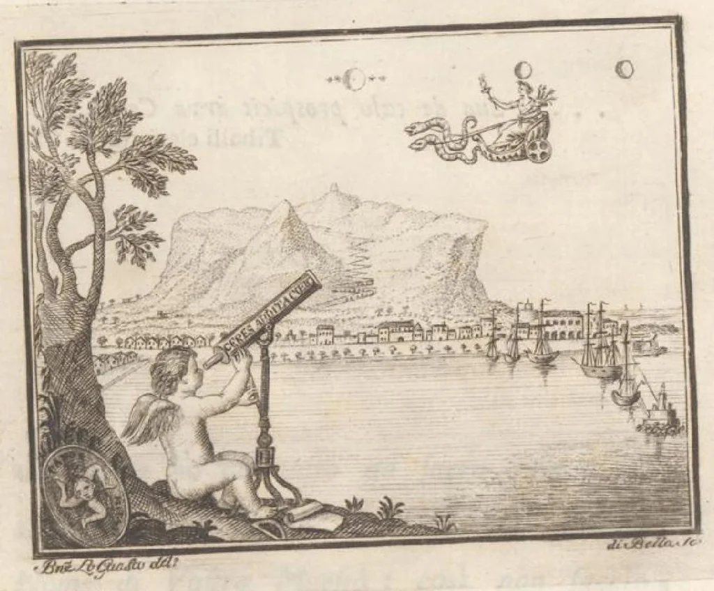 An illustration from Della Scoperta Del Nuovo Pianeta Cerere Ferdinandea, 1802, leaf 1