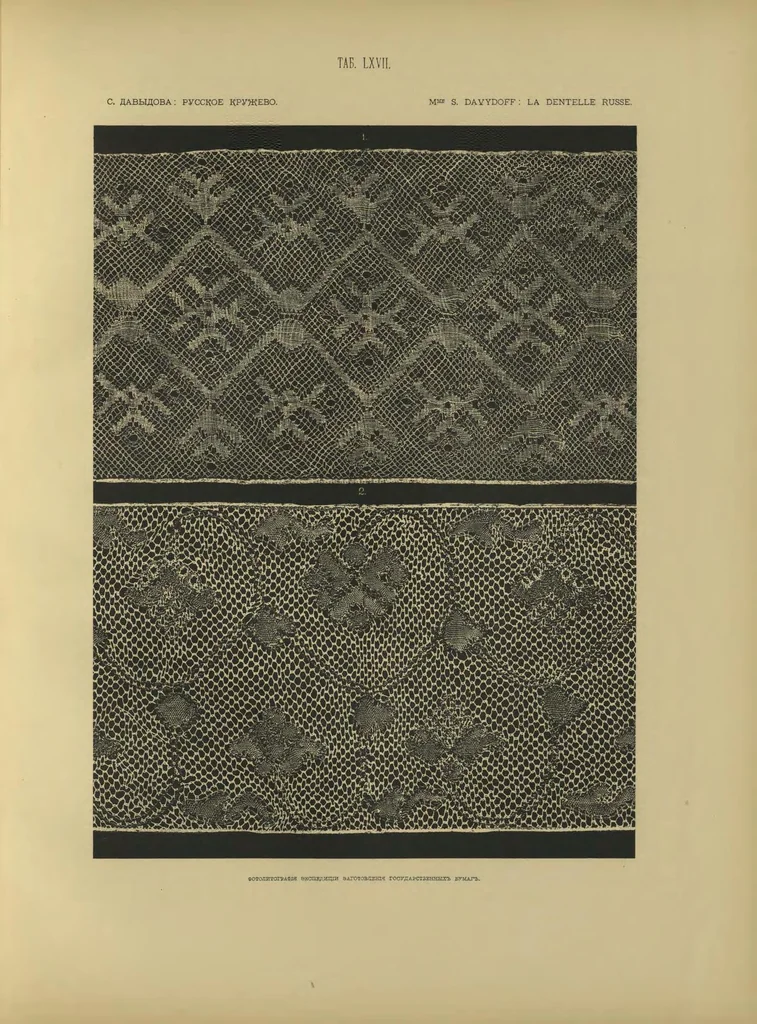 An illustration from La dentelle russe : histoire technique statistique, 1895, leaf 182