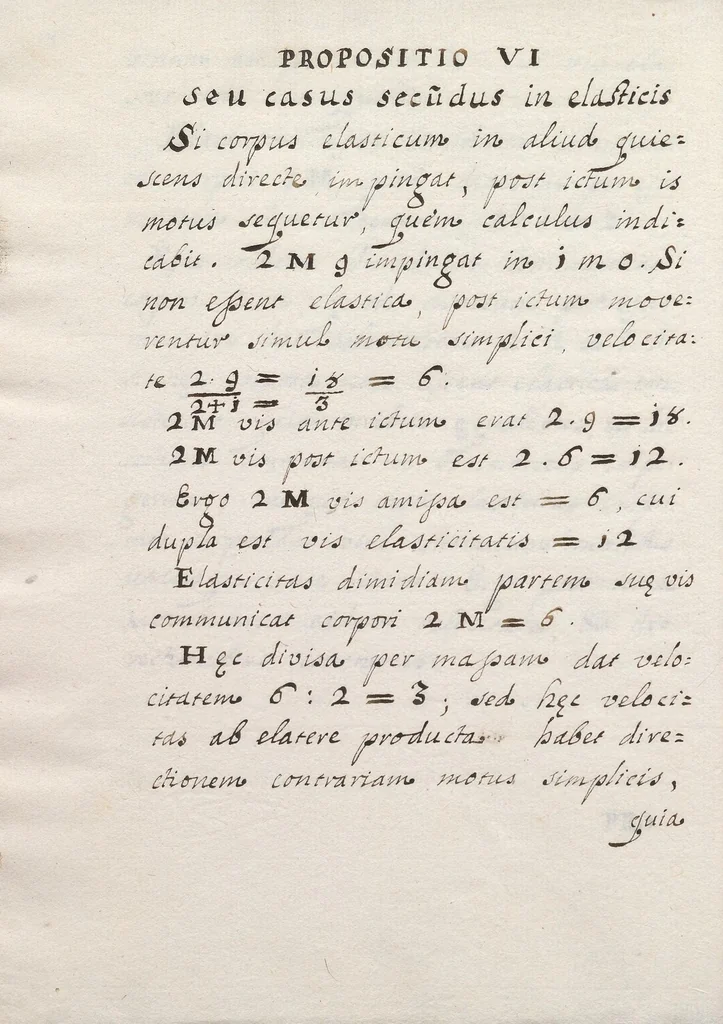 An illustration from De percussione et legibus motus corporum percussorum libellus [manuscript], 1680, leaf 70
