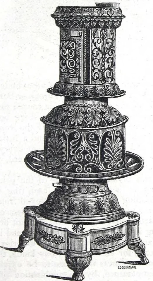 An illustration from Description of stoves, furnaces, bath tubs, garden vases and ventilators, 1843, leaf 12