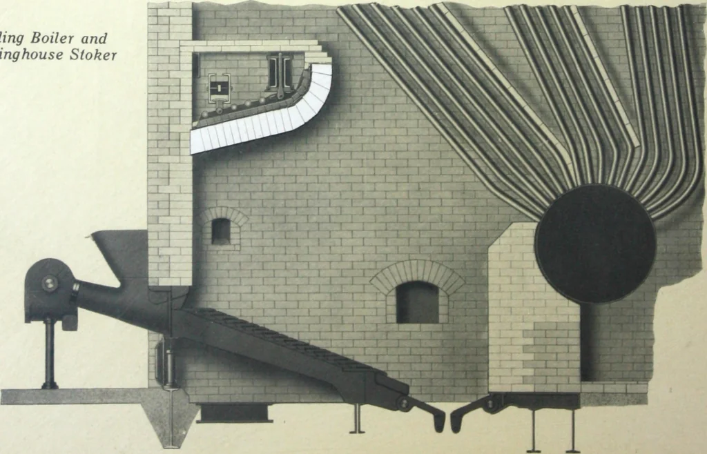 An illustration from Detrick arches showing their adaptability to all types of boilers and stokers, special furnaces and oil stills, 1921, leaf 15