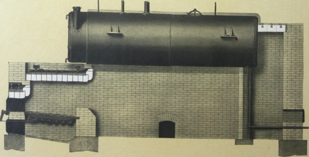 An illustration from Detrick arches showing their adaptability to all types of boilers and stokers, special furnaces and oil stills, 1921, leaf 31