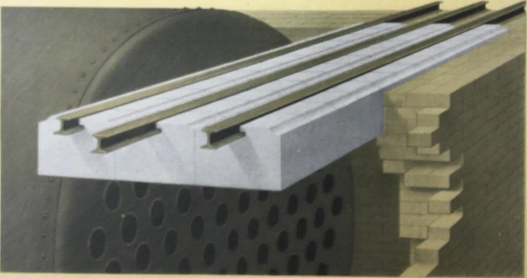 An illustration from Detrick arches showing their adaptability to all types of boilers and stokers, special furnaces and oil stills, 1921, leaf 43