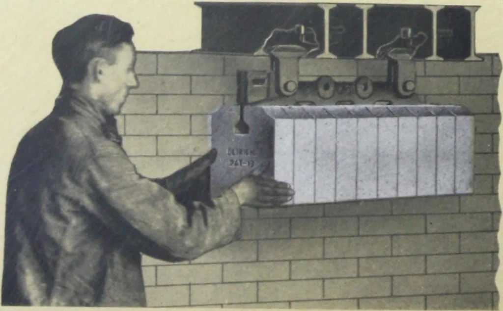 An illustration from Detrick arches showing their adaptability to all types of boilers and stokers, special furnaces and oil stills, 1921, leaf 45