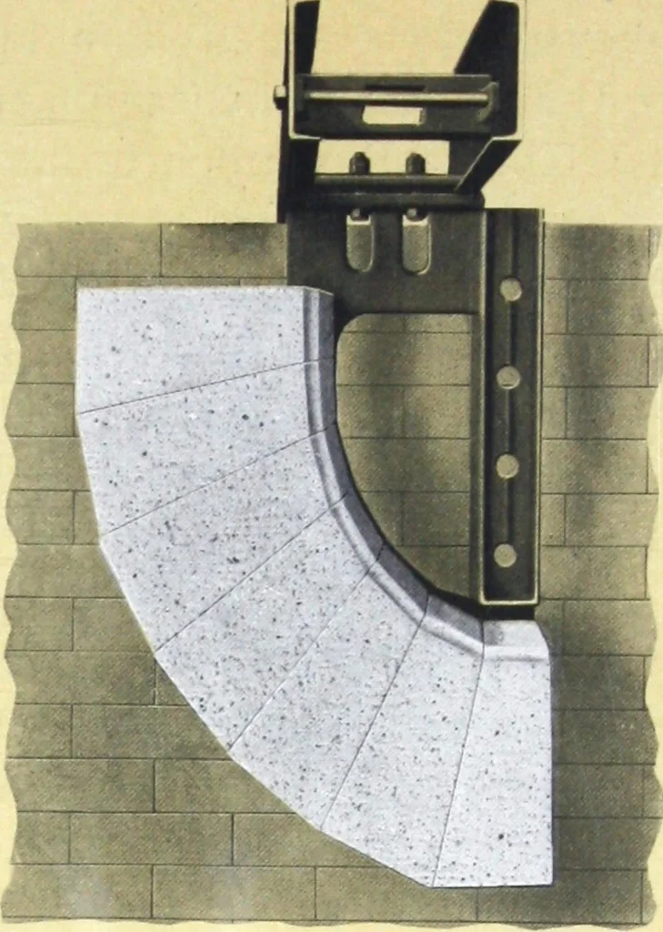 An illustration from Detrick arches showing their adaptability to all types of boilers and stokers, special furnaces and oil stills, 1921, leaf 8