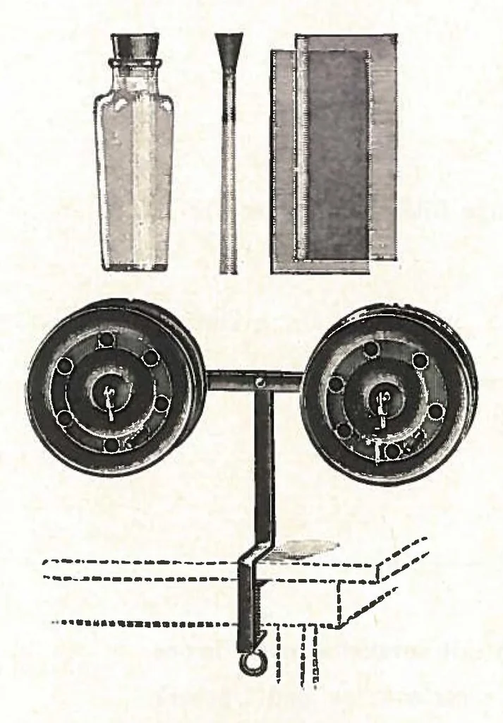 An illustration from Preisliste über optische, mechanische und elektrische Waren, Physikalische Spiele und Lehrmittel: Abteilung I. Laterna Magica, Projektions-Apparate, Postkarten-Cameras, Kinematographen, Lupen und Lesegläser, Extra-Laterna Magica-Bilder und bewegliche Verwandlungsbilder, Films, 1914, leaf 30