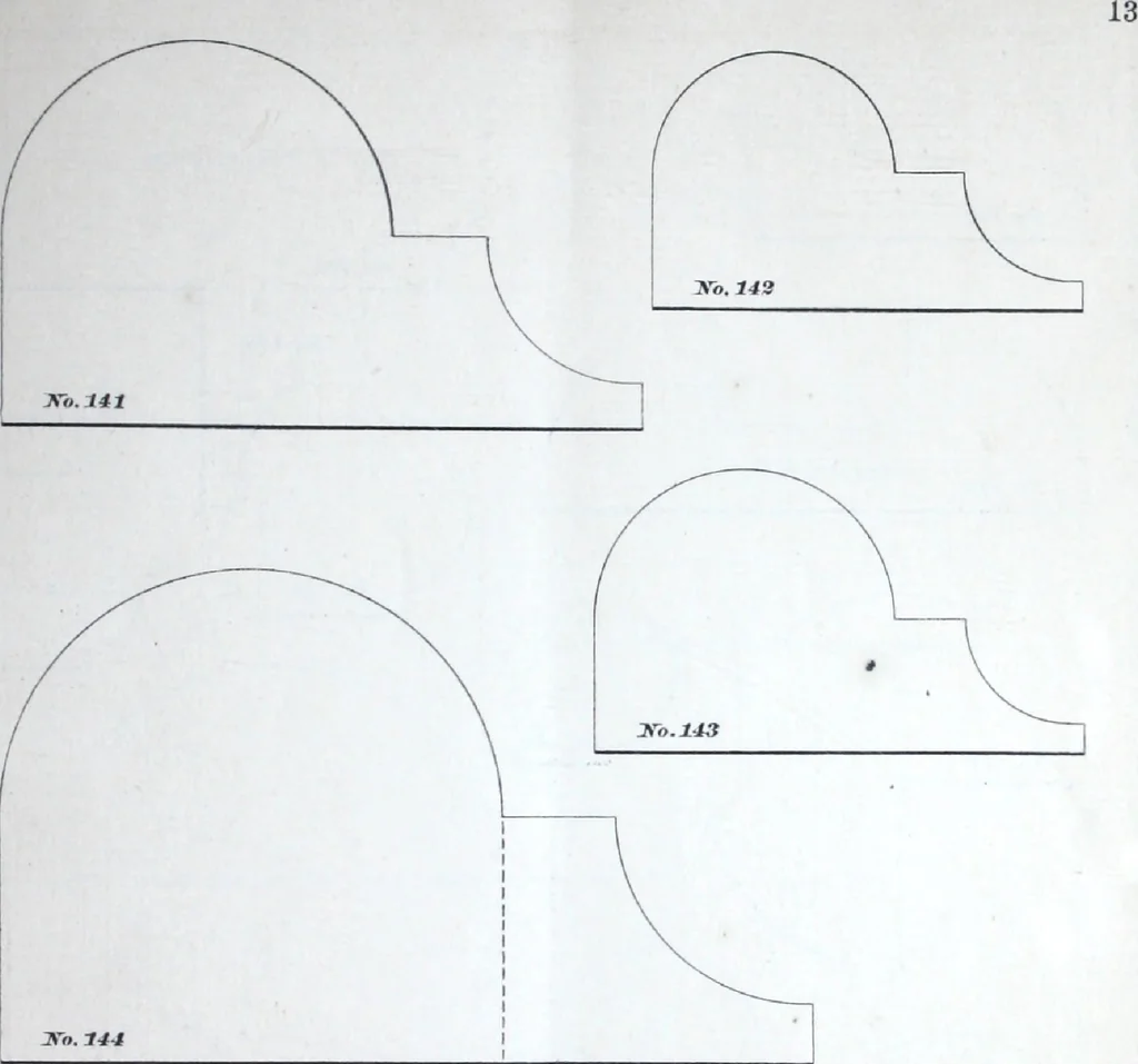 An illustration from Dominion moulding book ... containing sections (full size) of moldings, architraves, pew and stair railings, brackets, pickets, lattice ..., 1874, leaf 18