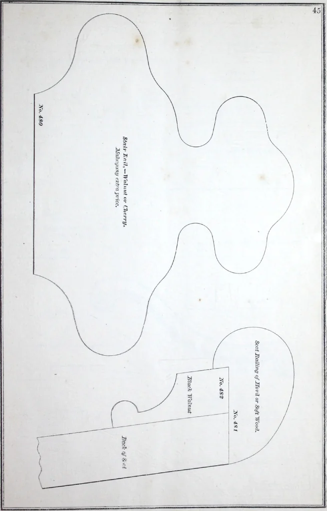 An illustration from Dominion moulding book ... containing sections (full size) of moldings, architraves, pew and stair railings, brackets, pickets, lattice ..., 1874, leaf 50