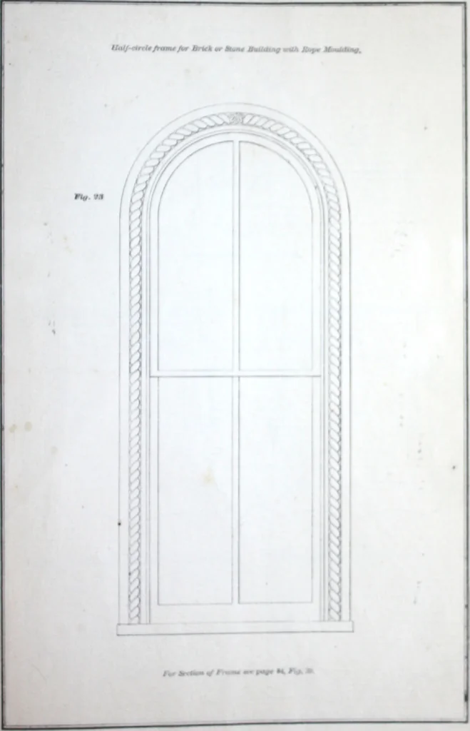 An illustration from Dominion moulding book ... containing sections (full size) of moldings, architraves, pew and stair railings, brackets, pickets, lattice ..., 1874, leaf 84
