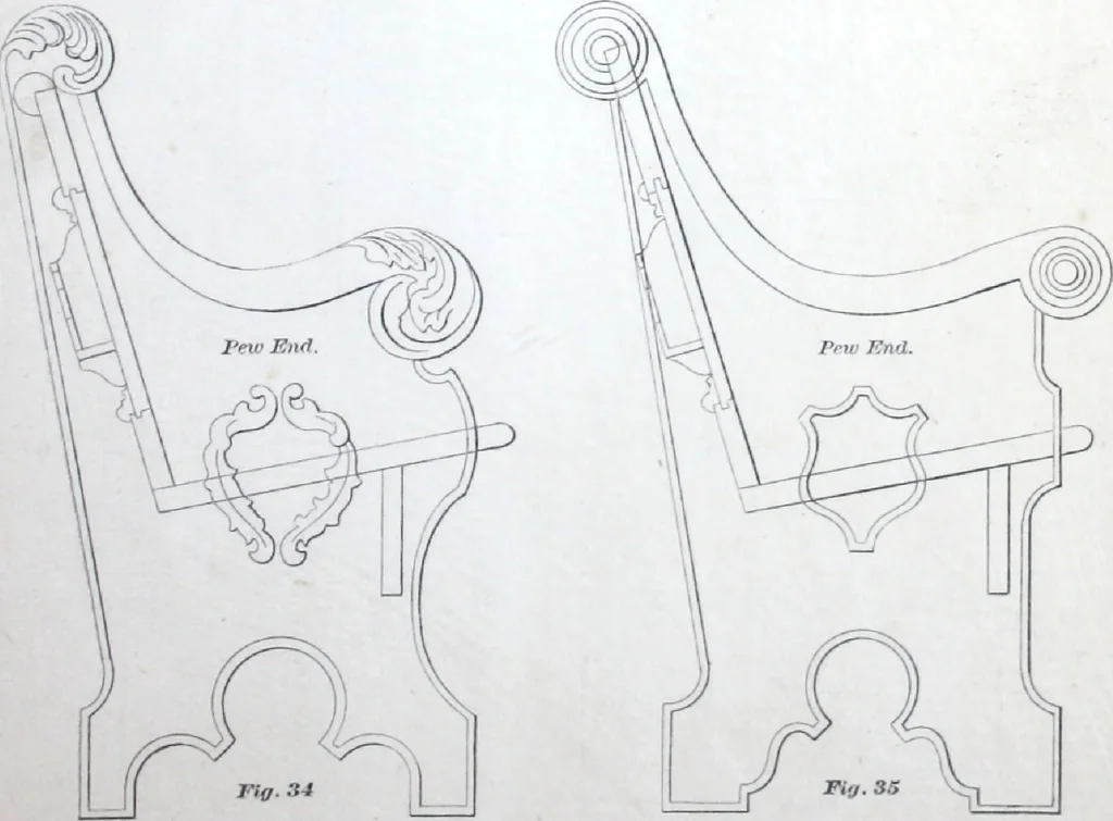 An illustration from Dominion moulding book ... containing sections (full size) of moldings, architraves, pew and stair railings, brackets, pickets, lattice ..., 1874, leaf 86