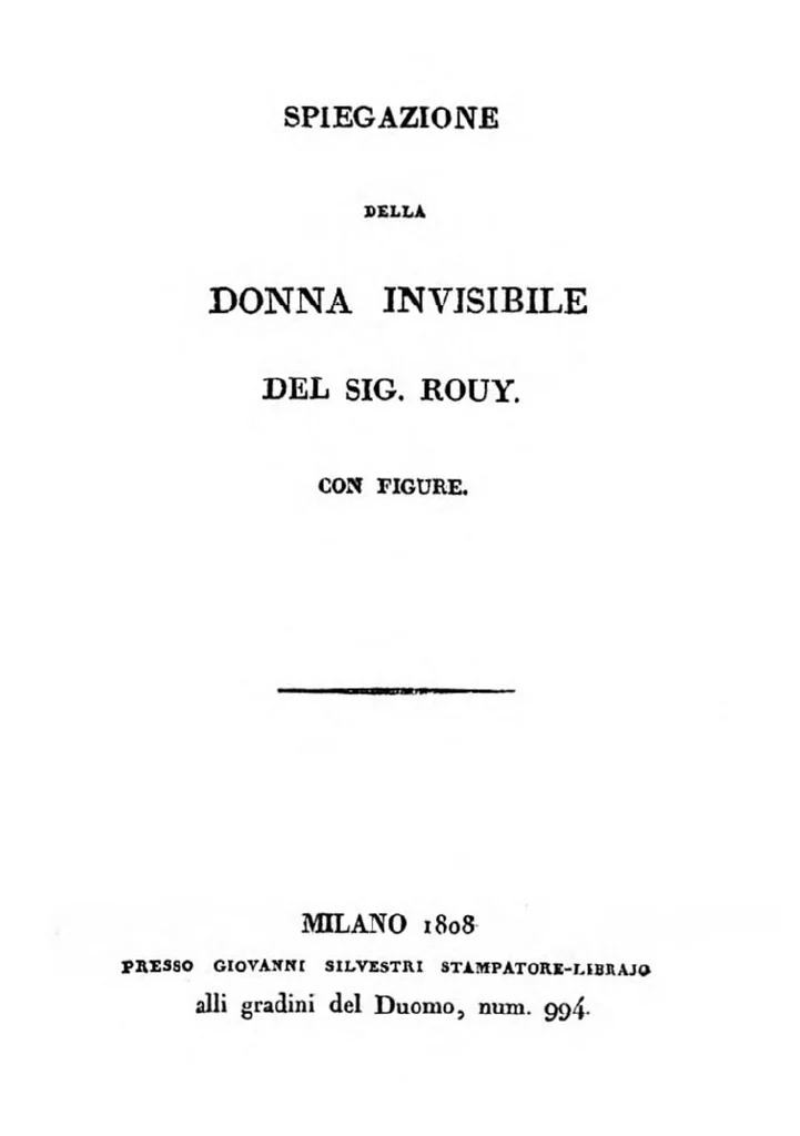 An illustration from Spiegazione della donna invisibile del sig. Rouy con figure, 1808, leaf 0
