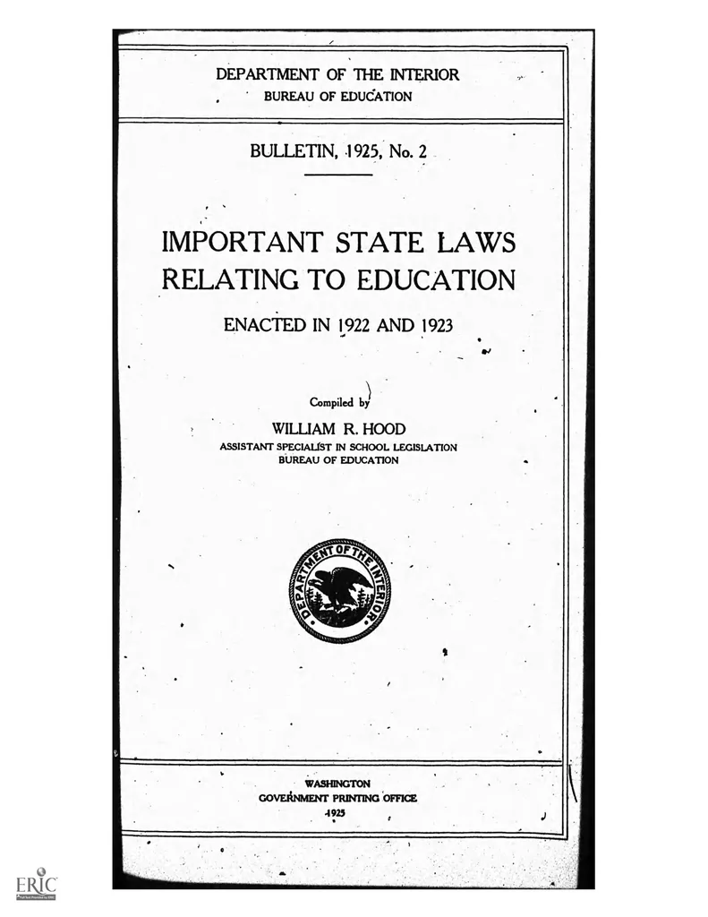 An illustration from ERIC ED540519: Important State Laws Relating to Education Enacted in 1922 and 1923. Bulletin, 1925, No. 2, 1925, leaf 0
