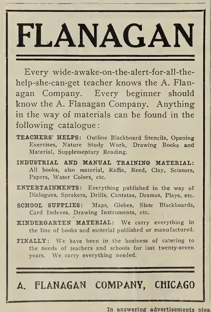 An illustration from ERIC ED622660: Teachers Magazine. Volume XXXIII This document contains issues of "Teachers Magazine" from September 1910 to June 1911, published monthly except July and August. Issues typically include sections with music, plays, songs, poems, and games; a calendar for the month; monthly plans; and sections on picture study; current-events classroom talks; grade work; books; and miscellaneous topics. [This volume was published by A. S. Barnes &amp; Company. Cover title varies: "Teachers Magazine: For Primary Grades."], 1911, leaf 105