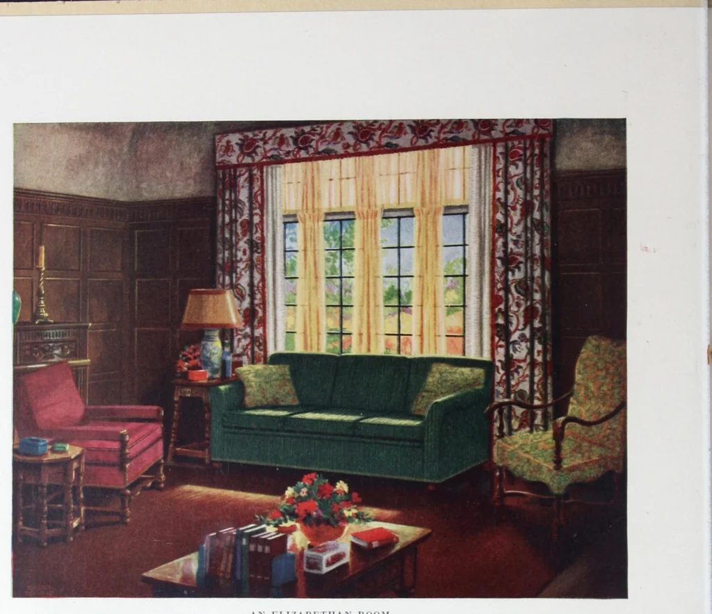 An illustration from Color, the secret of beautiful homes / by Ethel Davis Seal ; illustrations by Marion H. Dismant., 1928, leaf 13