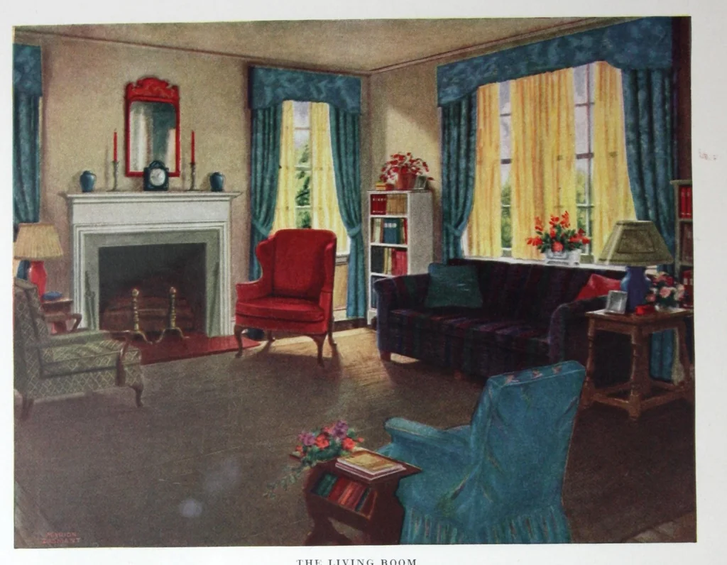 An illustration from Color, the secret of beautiful homes / by Ethel Davis Seal ; illustrations by Marion H. Dismant., 1928, leaf 7