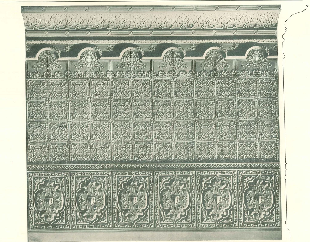 An illustration from Encaustic metal enameled ceilings and sidewalls., 1906, leaf 20