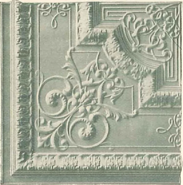An illustration from Encaustic metal enameled ceilings and sidewalls., 1906, leaf 21