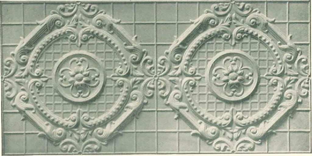An illustration from Encaustic metal enameled ceilings and sidewalls., 1906, leaf 22