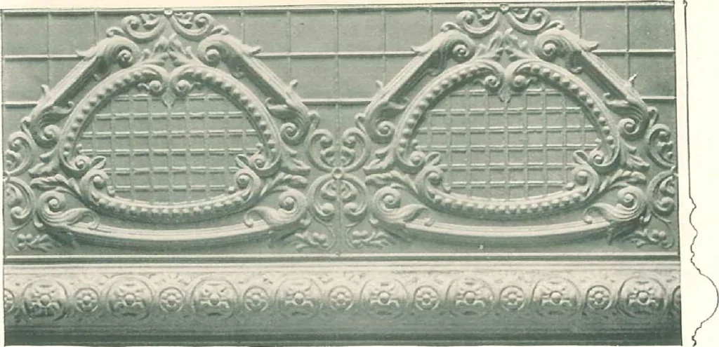 An illustration from Encaustic metal enameled ceilings and sidewalls., 1906, leaf 22