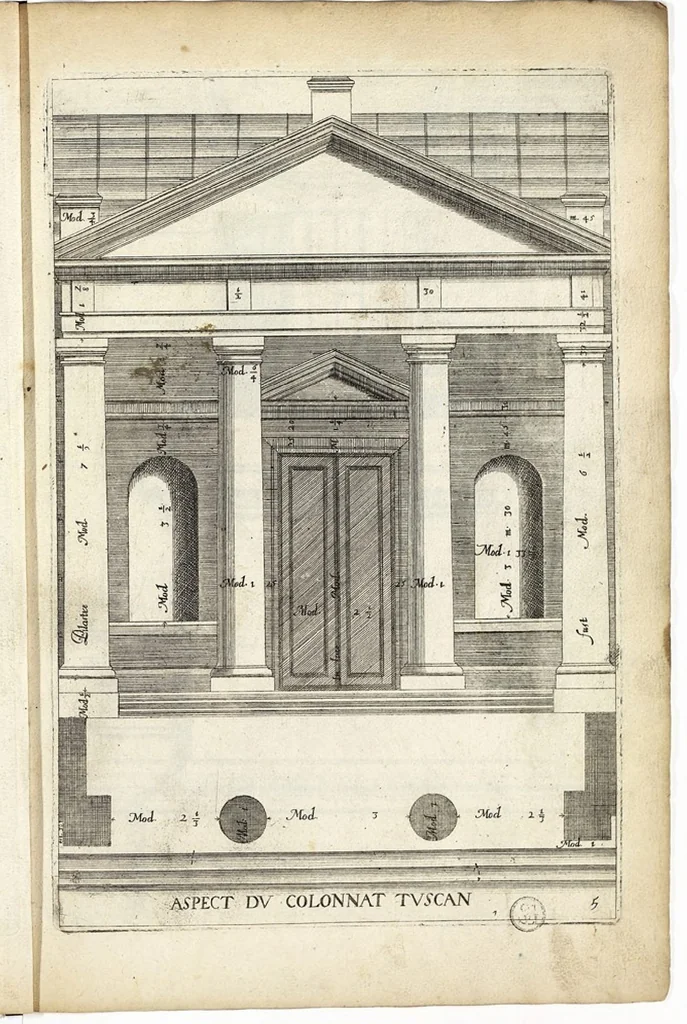An illustration from Les Cinq ordres de colomnes et plusieurs pièces d'architecture tirées du très excellent architecte Vincent Scamozze et autres..., 1646, leaf 10
