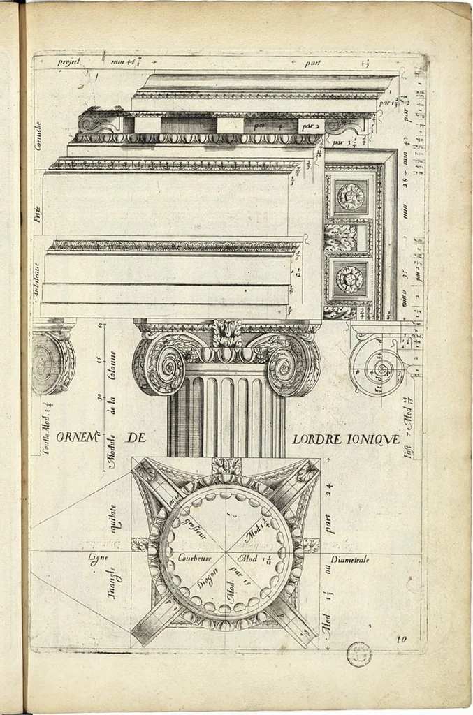 An illustration from Les Cinq ordres de colomnes et plusieurs pièces d'architecture tirées du très excellent architecte Vincent Scamozze et autres..., 1646, leaf 16
