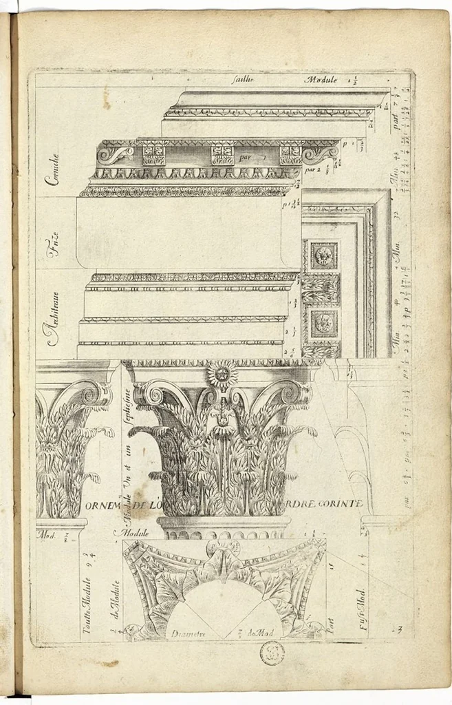 An illustration from Les Cinq ordres de colomnes et plusieurs pièces d'architecture tirées du très excellent architecte Vincent Scamozze et autres..., 1646, leaf 19