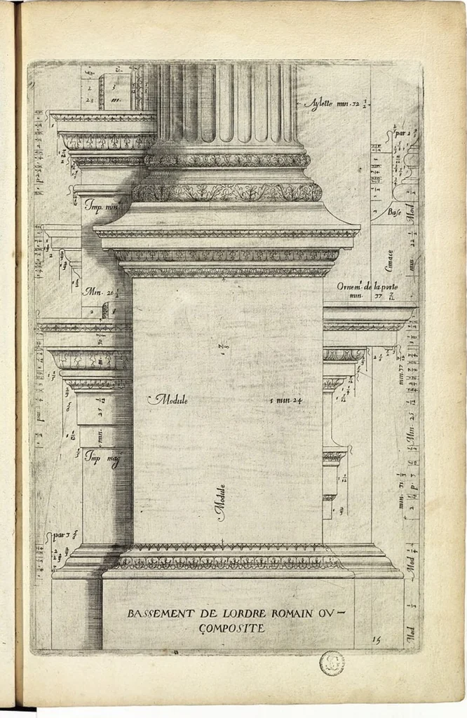 An illustration from Les Cinq ordres de colomnes et plusieurs pièces d'architecture tirées du très excellent architecte Vincent Scamozze et autres..., 1646, leaf 21