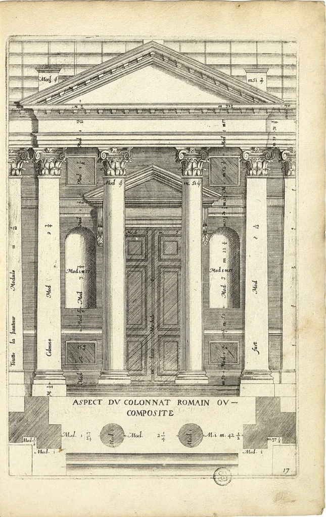 An illustration from Les Cinq ordres de colomnes et plusieurs pièces d'architecture tirées du très excellent architecte Vincent Scamozze et autres..., 1646, leaf 23